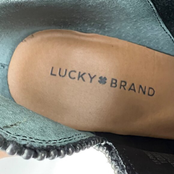 Lucky Brand Womens Pincah 2 Ankle Boots Black Leather Studded Trim size 10M - Picture 12 of 15